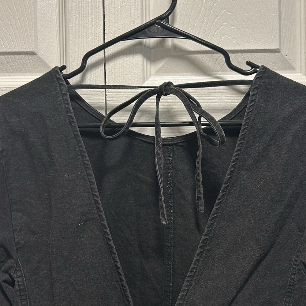 NWT Free People We the Free Reckless Life Washed Black Denim Mini Dress Size 8 - Picture 7 of 10